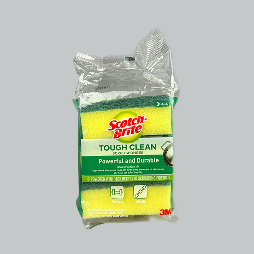 3M S/B TOUGH CLEAN SCRUB SPONGE SQ 3'SX24PKT/CTN