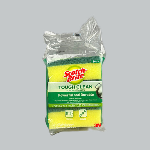 3M S/B TOUGH CLEAN SCRUB SPONGE SQ 3'SX24PKT/CTN