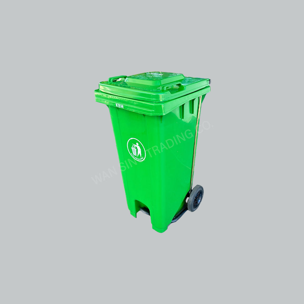 KBM 120L GARBAGE BIN W/WHEEL+PEDAL - GREEN