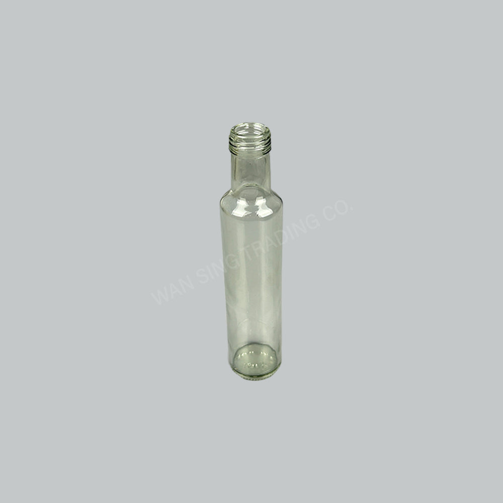 MJ ROUND GLASS BOTTLE CLEAR 250ML W/LID