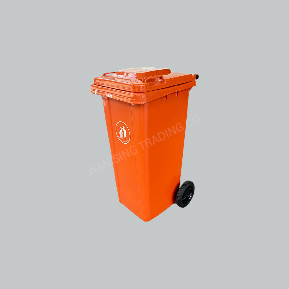 KBM 120L GARBAGE BIN W/WHEEL - ORANGE