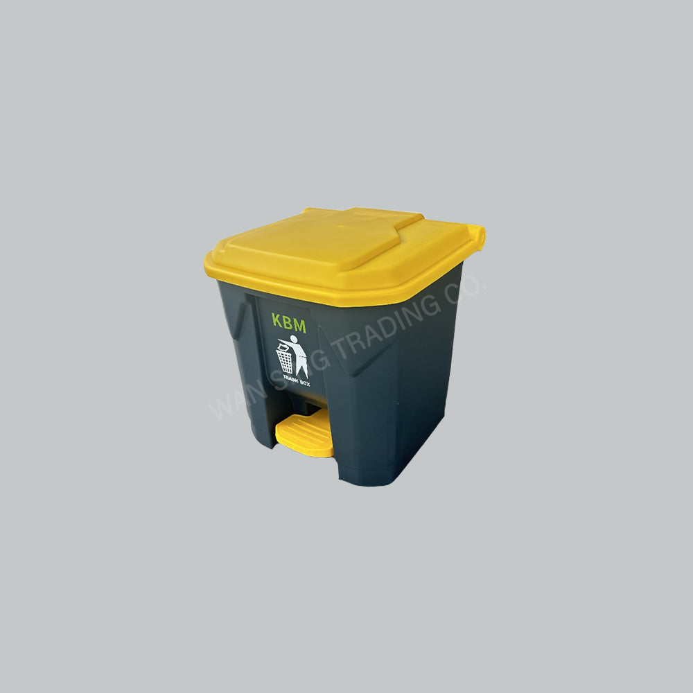 KBM 50L GARBAGE BIN W/PEDAL - DARK GREY/YLW LID