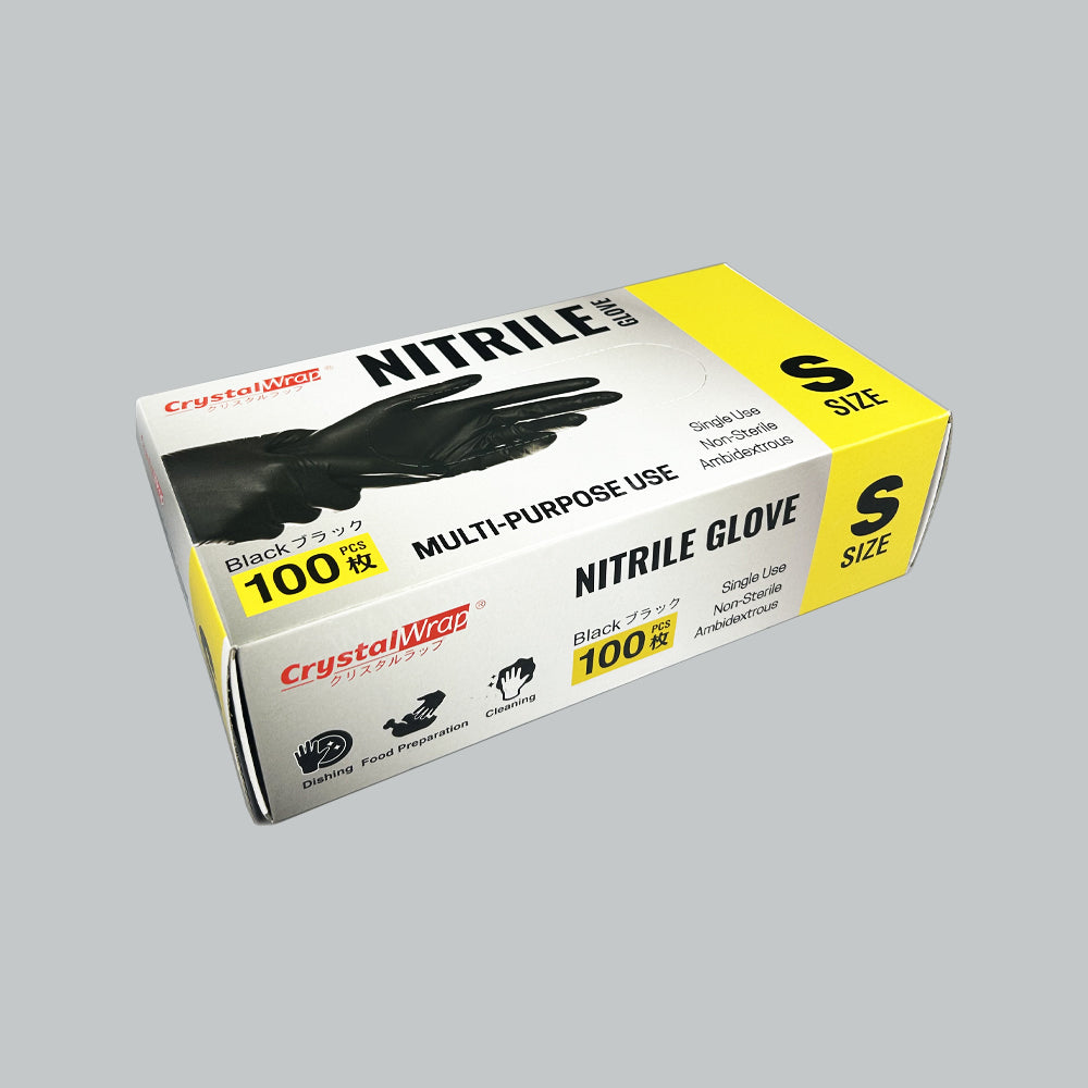 CRYSTALWRAP MP NITRILE GLOVE (S) BLK 100'S