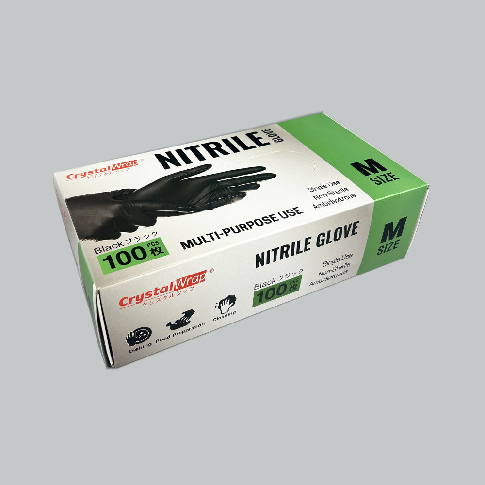 CRYSTALWRAP MP NITRILE GLOVE (M) BLK 100'S