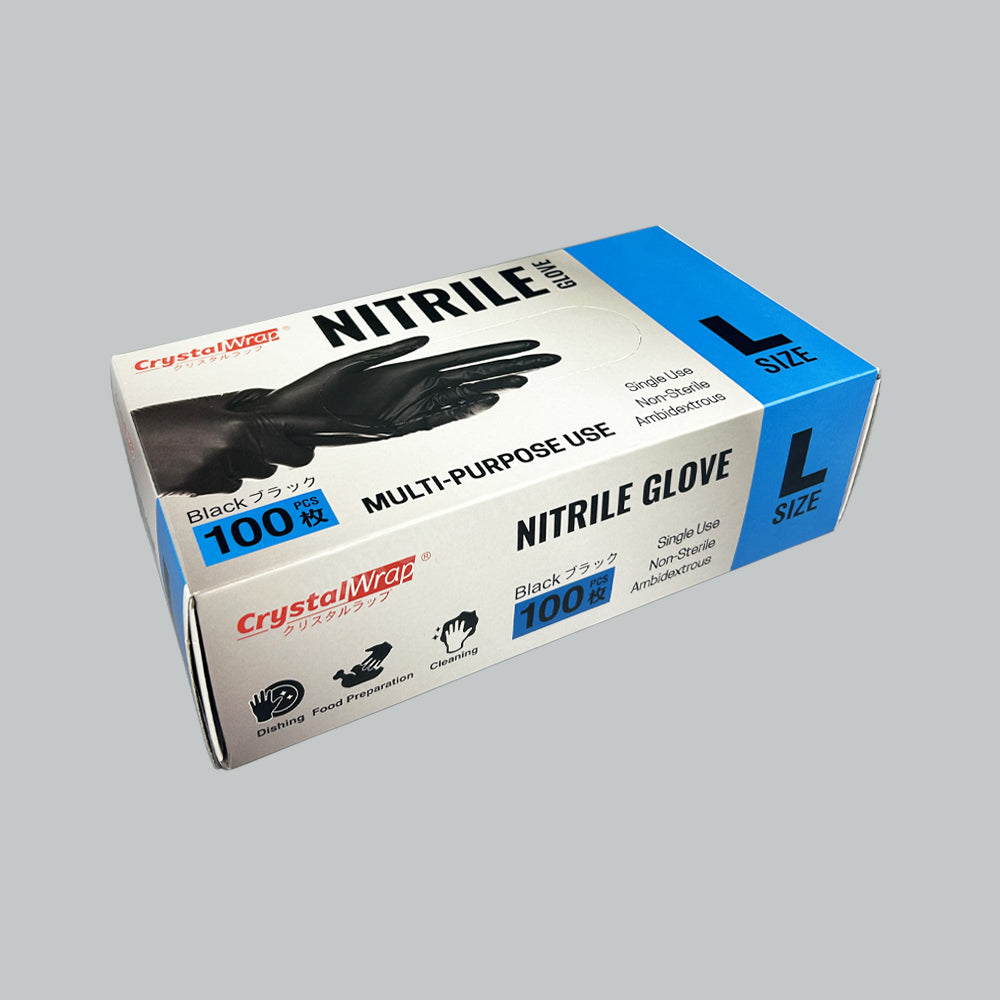 CRYSTALWRAP MP NITRILE GLOVE (L) BLK 100'S
