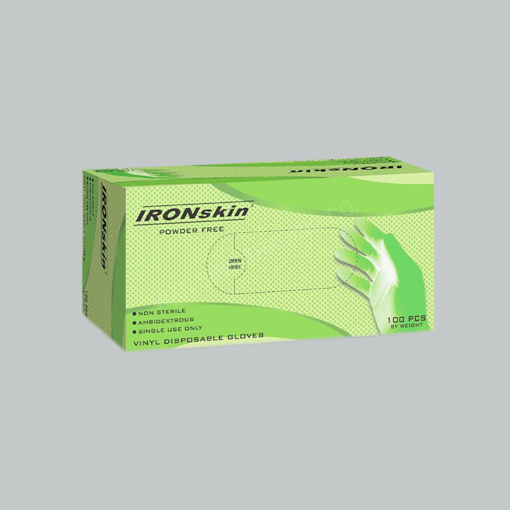 IRON SKIN VINYL GLOVE POWDER FREE (M) 100'S