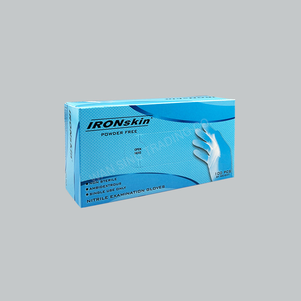 IRON SKIN NITRILE GLOVE POWDER FREE (S) BLU 100'S