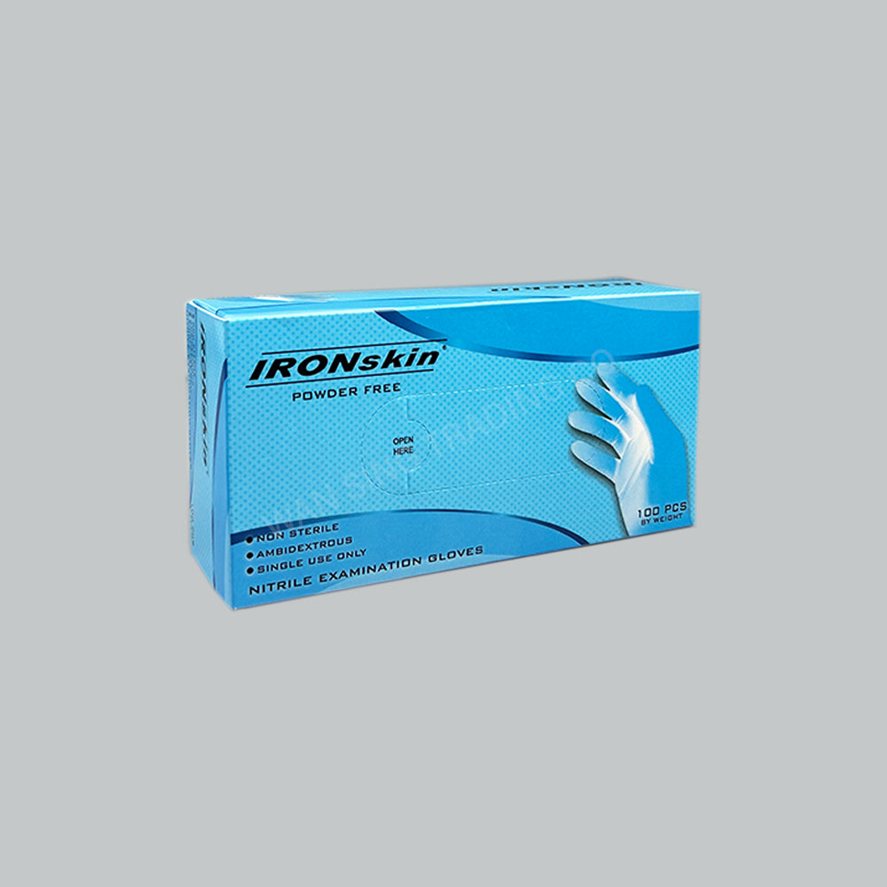 IRON SKIN NITRILE GLOVE POWDER FREE (L) BLU 100'S