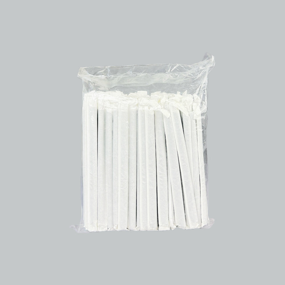 TBH BUBBLE TEA PAPER STRAW W/WRAP(SHARP)-BLK 100'S