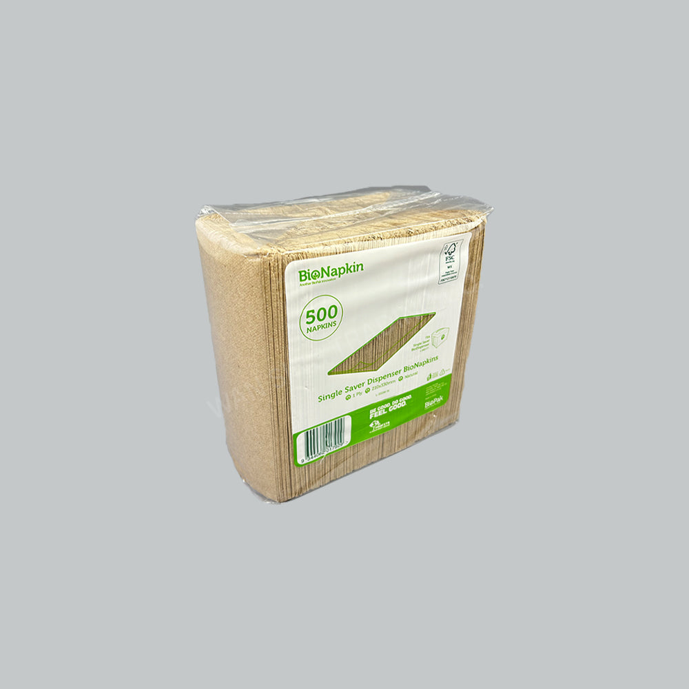 BP SINGLESAVER BIONAPKIN 21CM 1PLY 500'SX12PKT/CTN