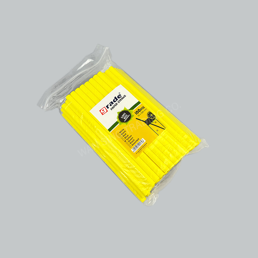 GRADE PAPER STRAW (B.TEA) 10X220MM YEL 100'S/PKT