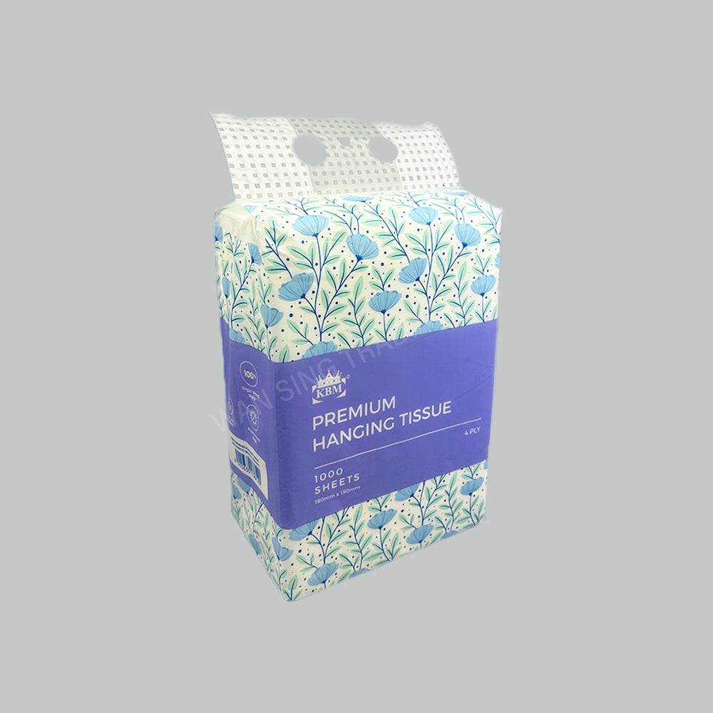 KBM PREMIUM HANGING TISSUE 1000SHTX4PLY 24PKT/CTN