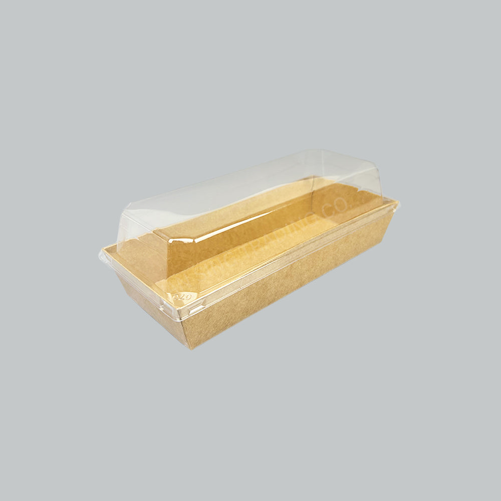 TBH PAPER TRAY BRN W/TRANS LID 195X85X60MM 100'S
