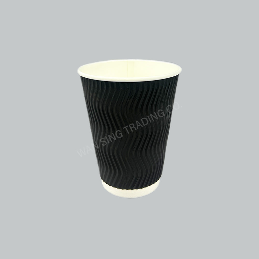 SAN PAPER CUP 12OZ - RIPPLE BLK 25'SX20PKT/CTN