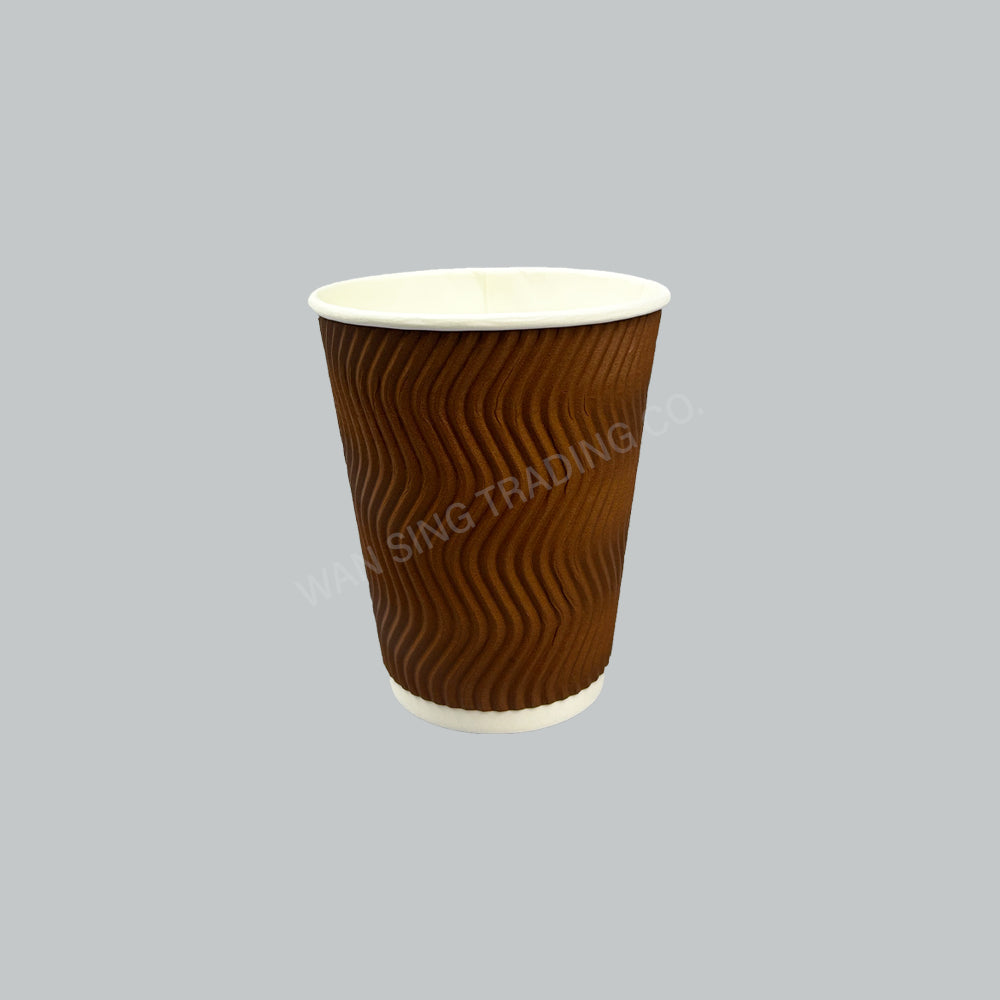 KBM 8OZ HOT PAPER CUP - RIPPLE BRN 25'SX20PKT/CTN