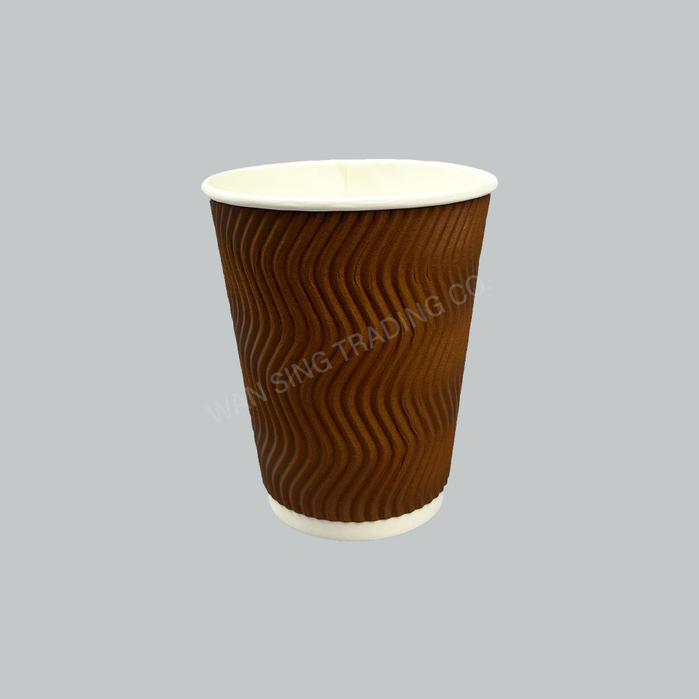 KBM 12OZ HOT PAPER CUP - RIPPLE BRN 25'SX20PKT/CTN