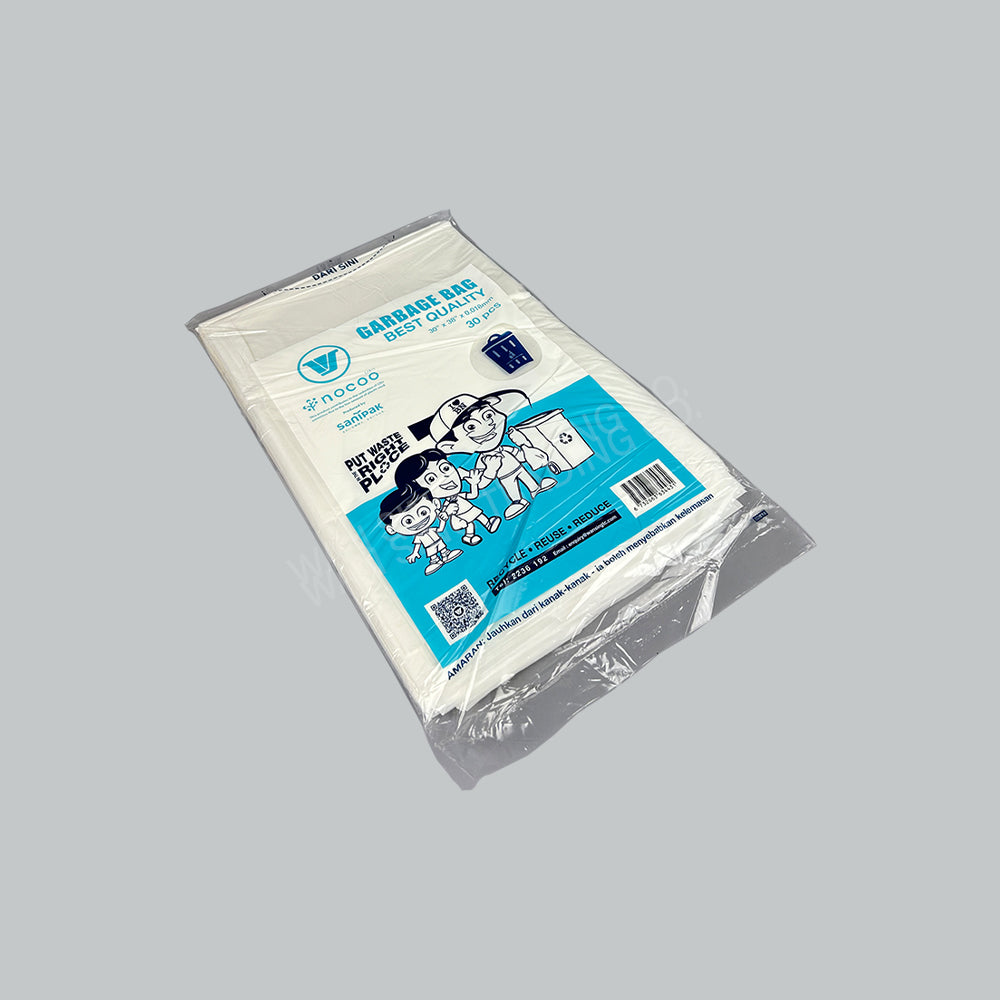 HD GARBAGE BAG NOCOO TRANS 30"X38"X0.018MM 30'SX20