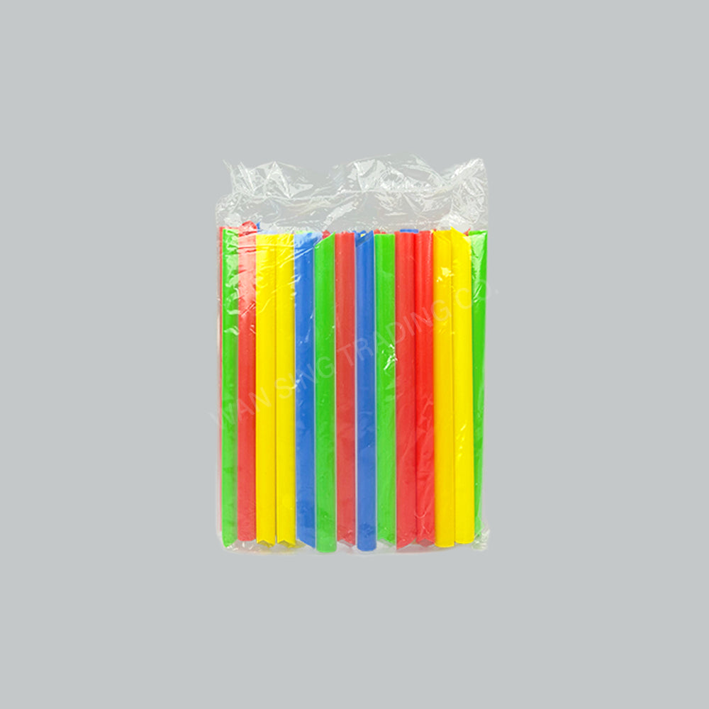SAN PLASTIC STRAW (SHARP END) 12X180MM NEON 50'S