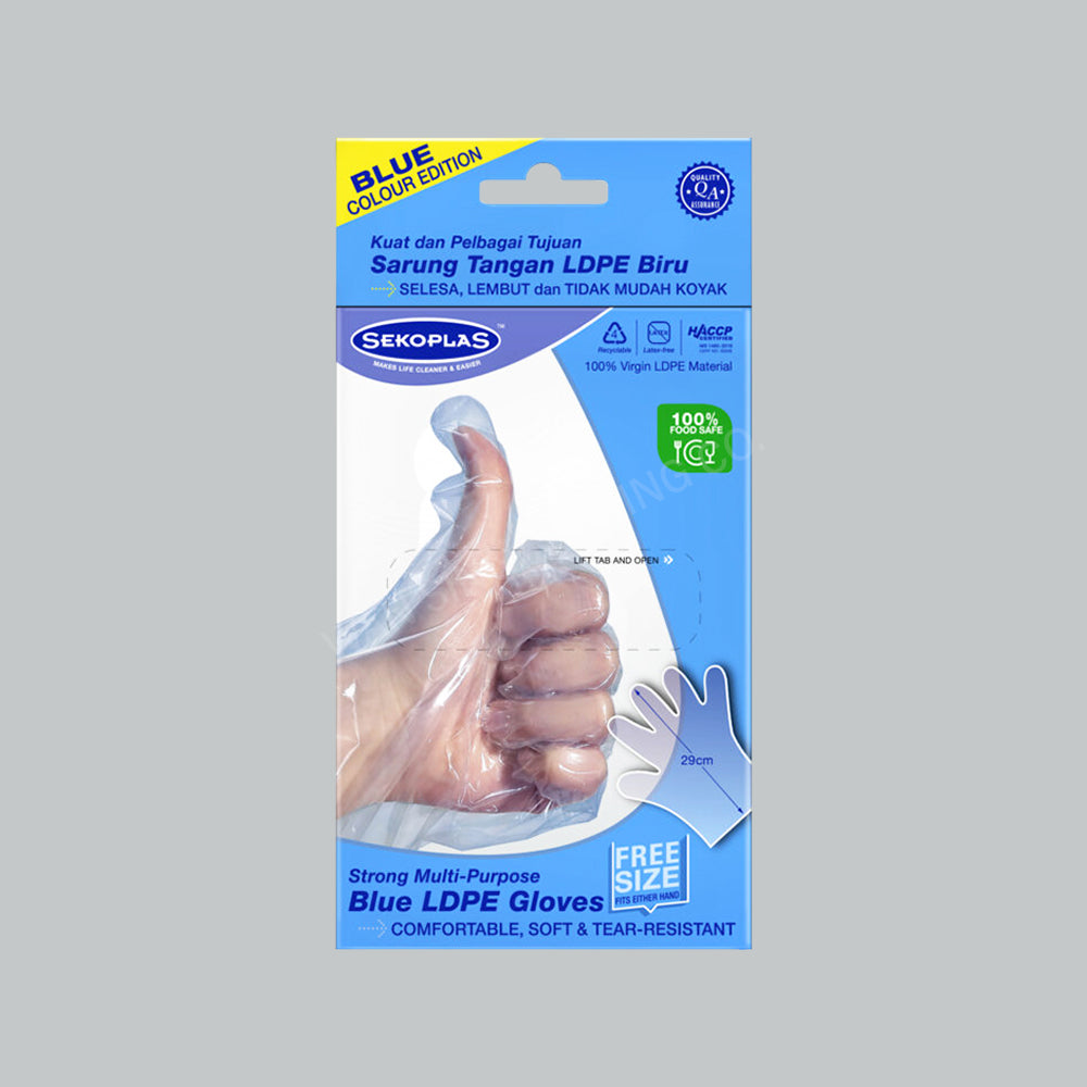 SEKOPLAS LDPE DISPOSABLE GLOVES BL 100'S